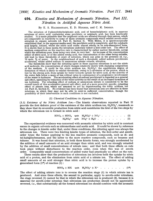 494. Kinetics and mechanism of aromatic nitration. Part III. Nitration in acidified aqueous nitric acid