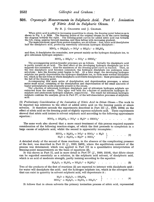 501. Cryoscopic measurements in sulphuric acid. Part V. Ionisation of nitric acid in sulphuric oleum