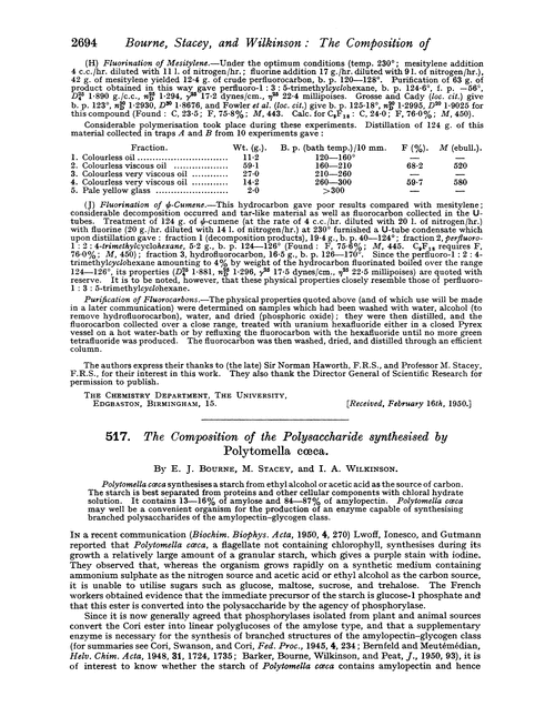 517. The composition of the polysaccharide synthesised by Polytomella cœca