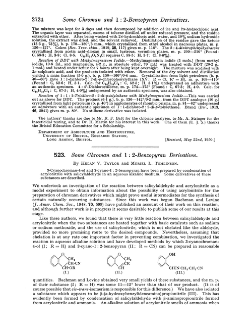 523. Some chroman and 1 : 2-benzopyran derivatives