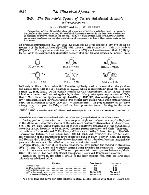 545. The ultra-violet spectra of certain substituted aromatic nitro-compounds