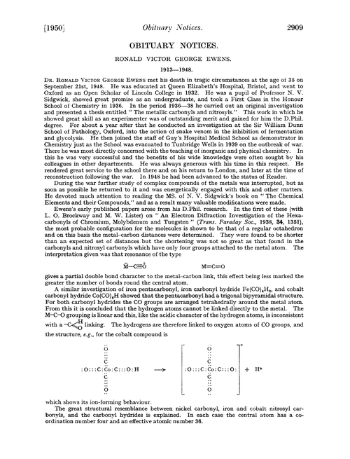 Obituary notices: Ronald Victor George Ewens, 1913–1948; Erich Heymann, 1901–1949; Gustav Komppa, 1867–1949; Roland Victor Norris, 1888–1950