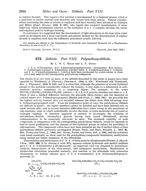 572. Dithiols. Part VIII. Polymethoxy-dithiols