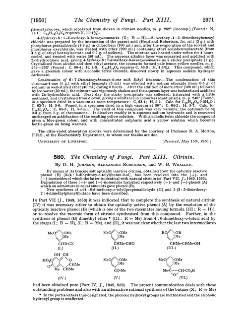 580. The chemistry of fungi. Part XIII. Citrinin
