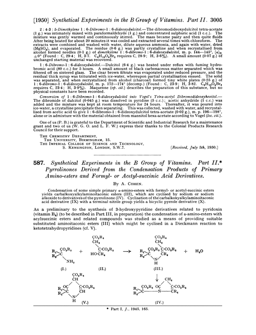 587. Synthetical experiments in the B group of vitamins. Part II. Pyrrolinones derived from the condensation products of primary amino-esters and formyl- or acetyl-succinic acid derivatives