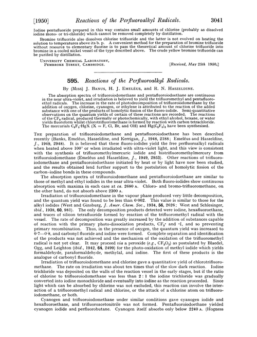 595. Reactions of the perfluoroalkyl radicals