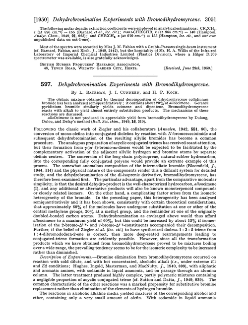 597. Dehydrobromination experiments with bromodihydromyrcene