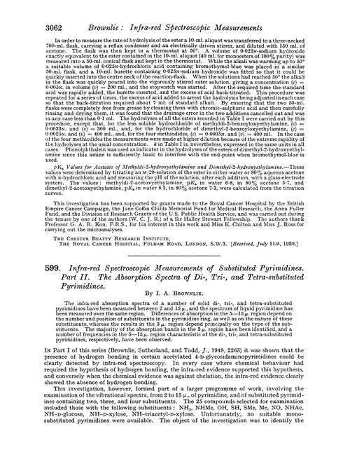 599. Infra-red spectroscopic measurements of substituted pyrimidines. Part II. The absorption spectra of di-, tri-, and tetra-substituted pyrimidines