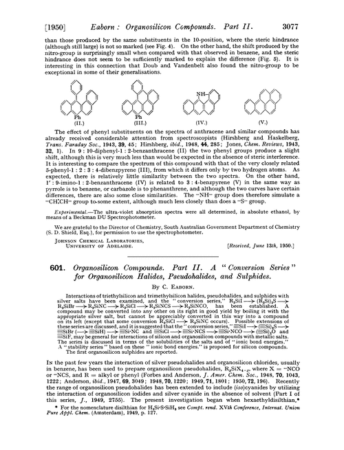 601. Organosilicon compounds. Part II. A “conversion series” for organosilicon halides, pseudohalides, and sulphides