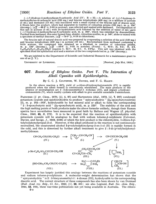 607. Reactions of ethylene oxides. Part V. The interaction of alkali cyanides with epichlorohydrin