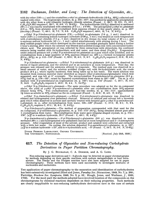 617. The detection of glycosides and non-reducing carbohydrate derivatives in paper partition chromatography