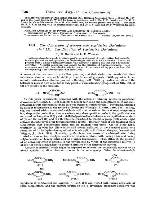 631. The conversion of sucrose into pyridazine derivatives. Part IX. The nitration of pyridazine derivatives