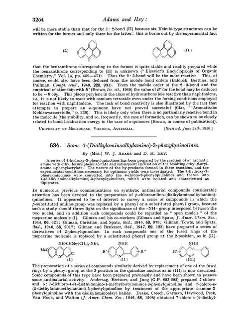 634. Some 4-(dialkylaminoalkylamino)-3-phenylquinolines