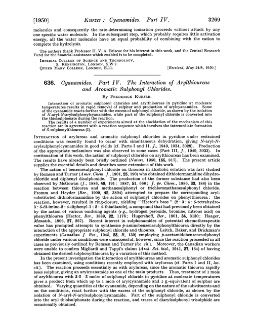 636. Cyanamides. Part IV. The interaction of arylthioureas and aromatic sulphonyl chlorides