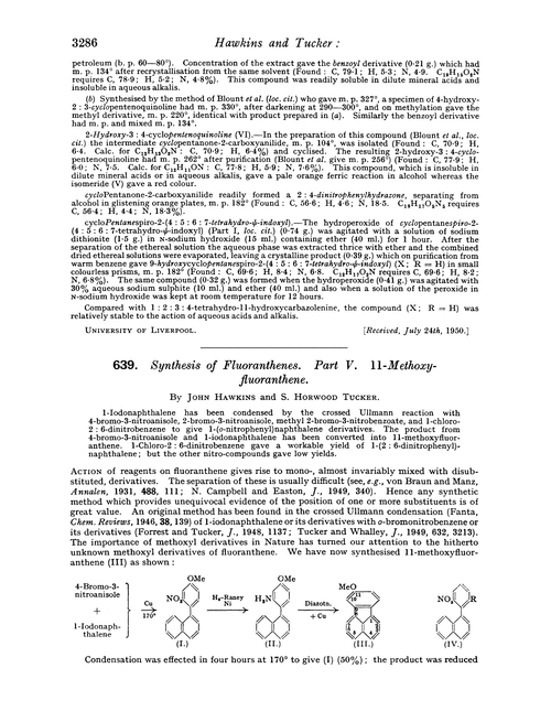 639. Synthesis of fluoranthenes. Part V. 11-Methoxyfluoranthene