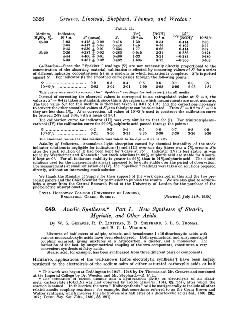 649. Anodic syntheses. Part I. New syntheses of stearic, myristic, and other acids
