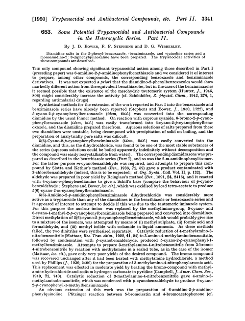 653. Some potential trypanocidal and antibacterial compounds in the heterocyclic series. Part II