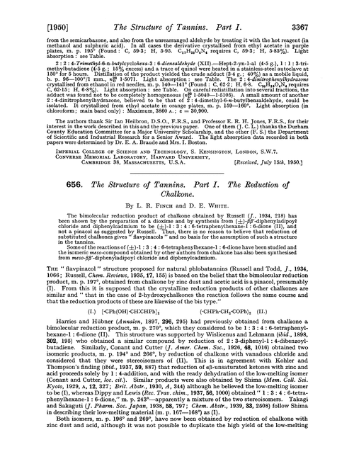 656. The structure of tannins. Part I. The reduction of chalkone