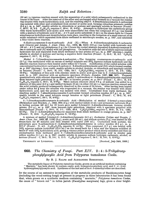 660. The chemistry of fungi. Part XIV. 2 : 4 : 5-Trihydroxy-phenylglyoxylic acid from Polyporus tumulosus cooke
