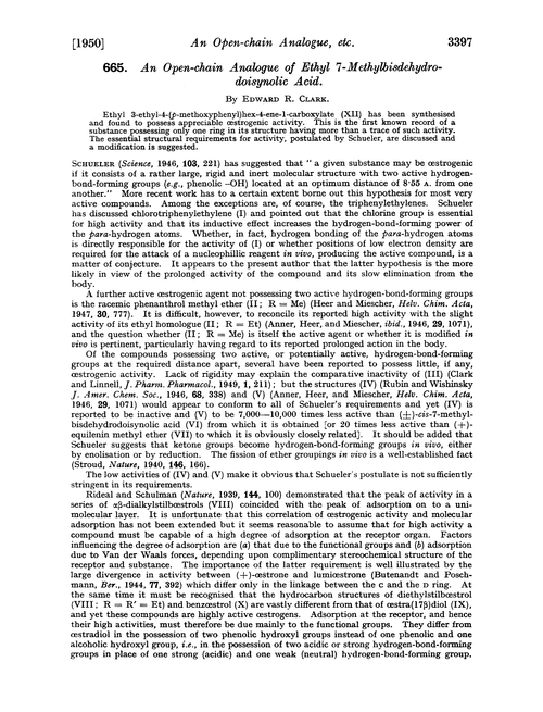 665. An open-chain analogue of ethyl 7-methylbisdehydro-doisynolic acid