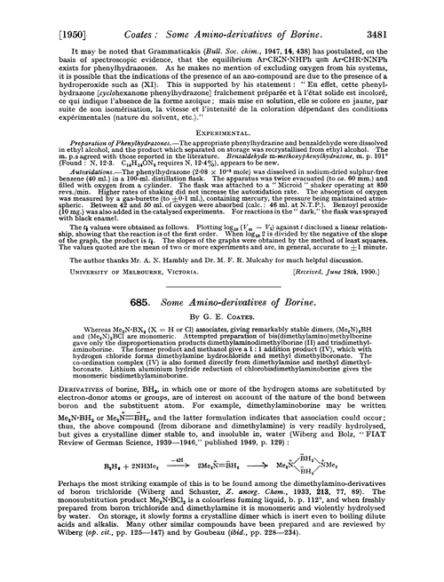685. Some amino-derivatives of borine