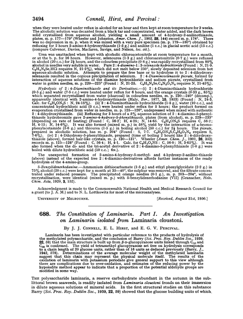 688. The constitution of laminarin. Part I. An investigation on laminarin isolated from Laminaria cloustoni