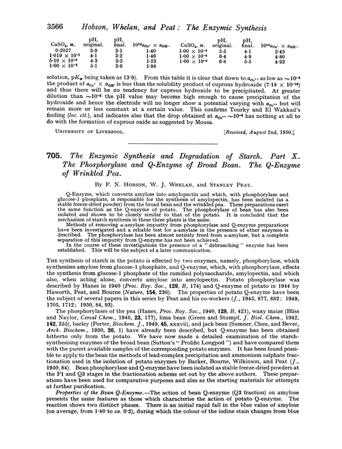 705. The enzymic synthesis and degradation of starch. Part X. The phosphorylase and Q-enzyme of broad bean. The Q-enzyme of wrinkled pea