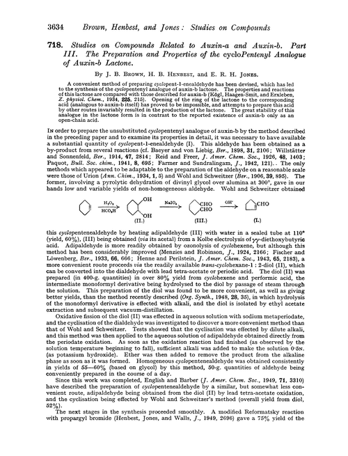 718. Studies on compounds related to auxin-a and auxin-b. Part III. The preparation and properties of the cyclopentenyl analogue of auxin-b lactone