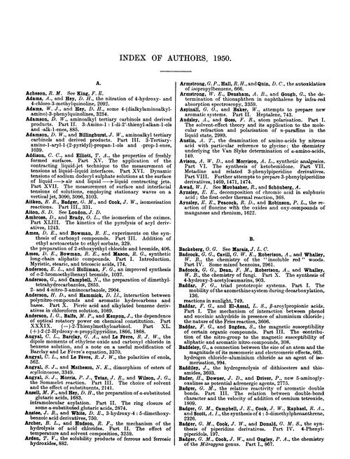 Index of authors, 1950
