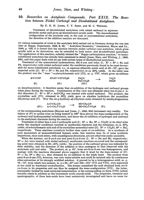 10. Researches on acetylenic compounds. Part XXIX. The reaction between nickel carbonyl and disubstituted acetylenes