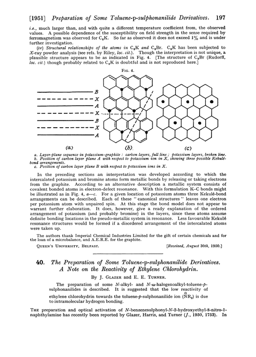 40. The preparation of some toluene-p-sulphonanilide derivatives. A note on the reactivity of ethylene chlorohydrin