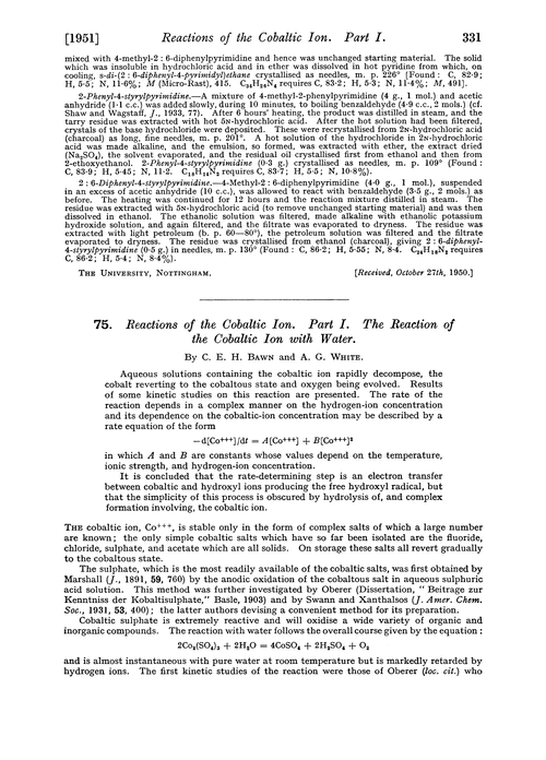 75. Reactions of the cobaltic ion. Part I. The reaction of the cobaltic ion with water