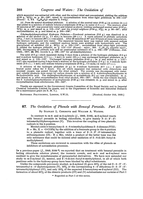 87. The oxidation of phenols with benzoyl peroxide. Part II