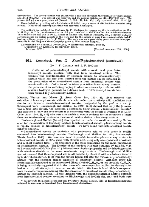 161. Lanosterol. Part X. Ketodihydrolanosterol (continued)