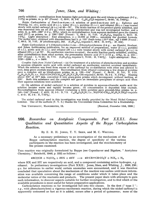 166. Researches on acetylenic compounds. Part XXXI. Some qualitative and quantitative aspects of the reppe carboxylation reaction