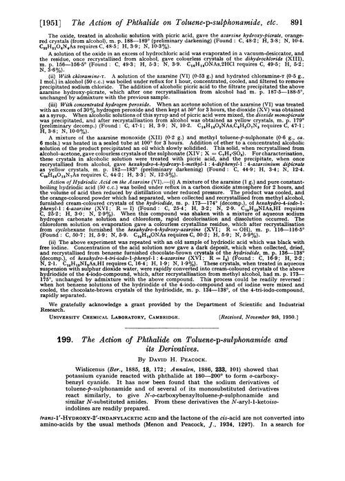 199. The action of phthalide on toluene-p-sulphonamide and its derivatives