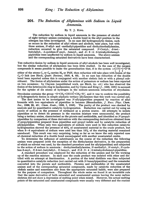 201. The reduction of allylamines with sodium in liquid ammonia