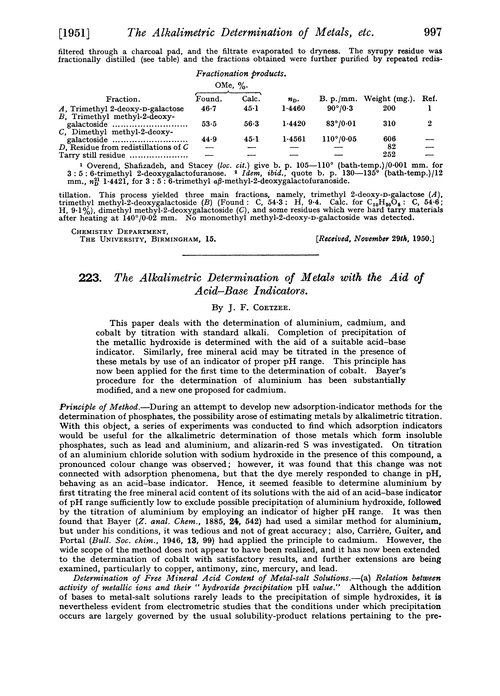 223. The alkalimetric determination of metals with the aid of acid-base indicators