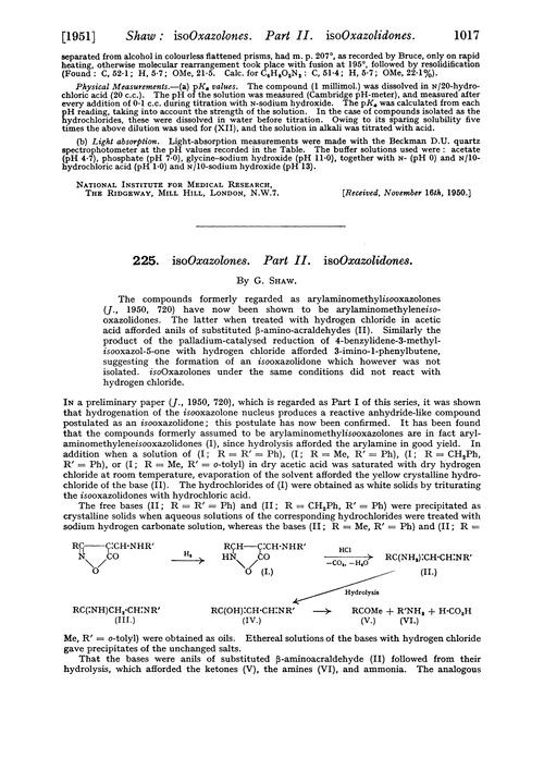 225. isoOxazolones. Part II. isoOxazolidones