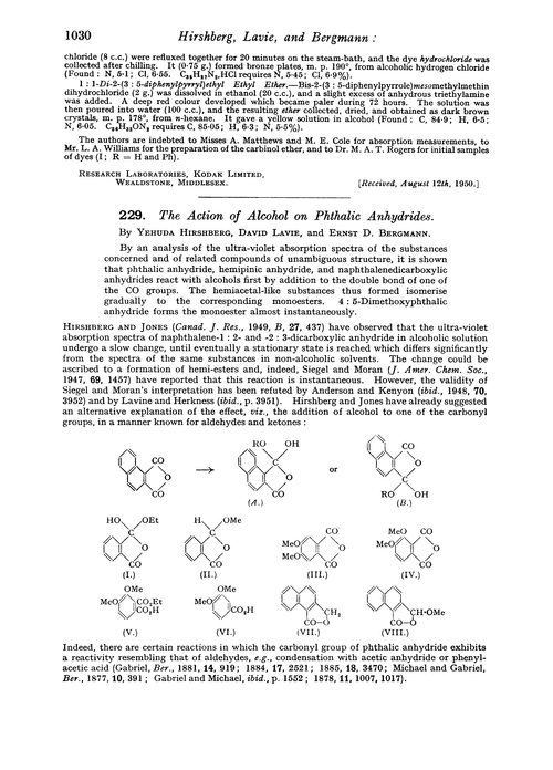229. The action of alcohol on phthalic anhydrides