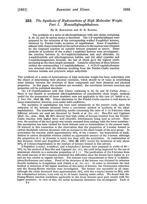 233. The synthesis of hydrocarbons of high molecular weight. Part I. Monoalkylnaphthalenes