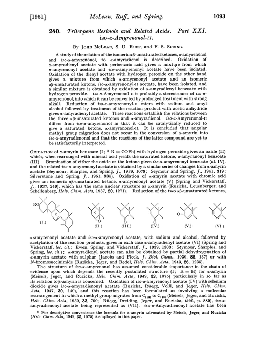 240. Triterpene resinols and related acids. Part XXI. iso-α-Amyrenonol-II