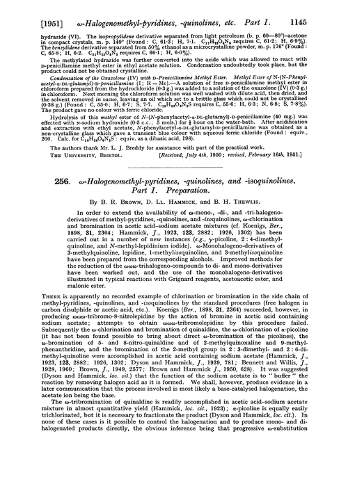 256. ω-Halogenomethyl-pyridines, -quinolines, and -isoquinolines. Part I. Preparation