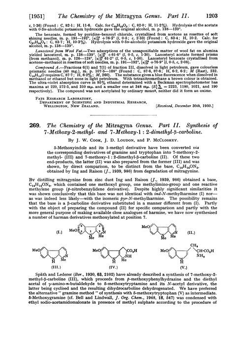 269. The chemistry of the Mitragyna genus. Part II. Synthesis of 7-methoxy-2-methyl- and 7-methoxy-1 : 2-dimethyl-β-carboline