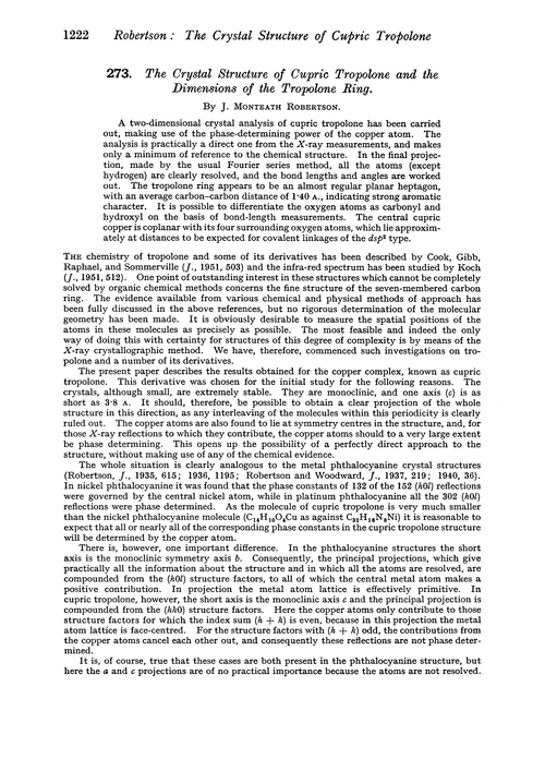 273. The crystal structure of cupric tropolone and the dimensions of the tropolone ring