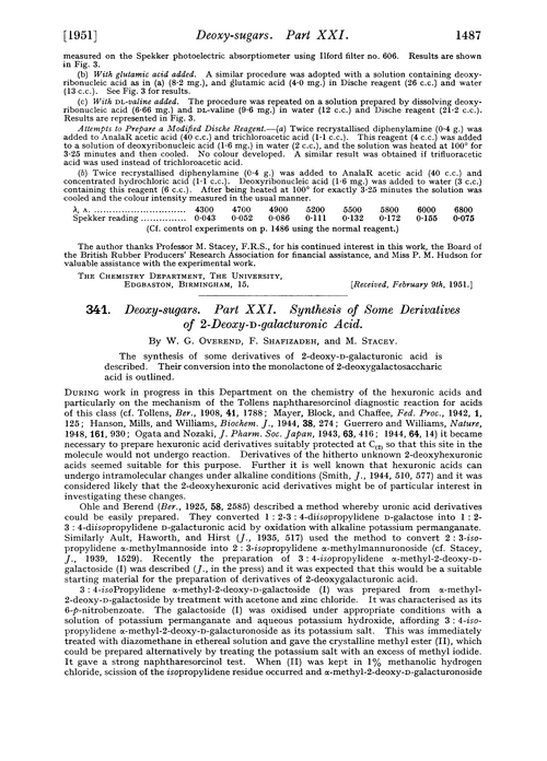 341. Deoxy-sugars. Part XXI. Synthesis of some derivatives of 2-deoxy-D-galacturonic acid