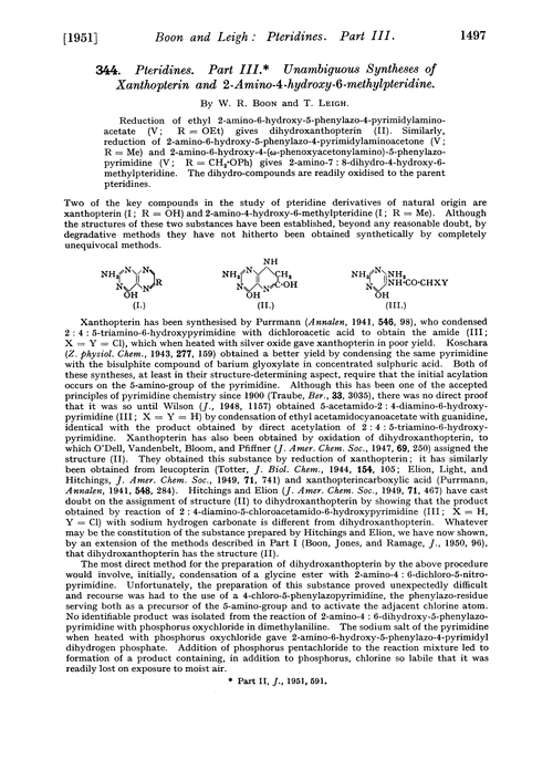 344. Pteridines. Part III. Unambiguous syntheses of xanthopterin and 2-amino-4-hydroxy-6-methylpteridine