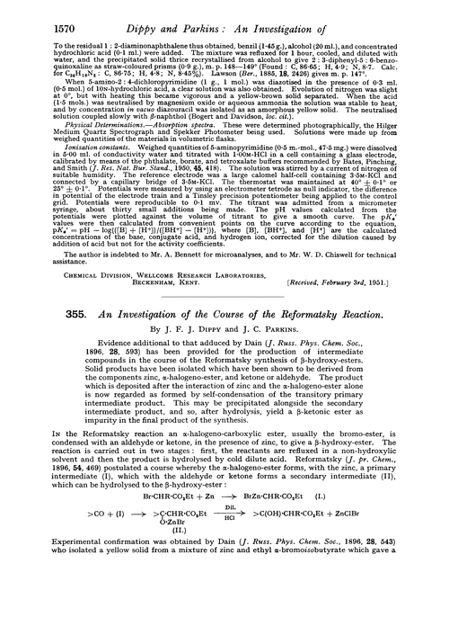 355. An investigation of the course of the Reformatsky reaction