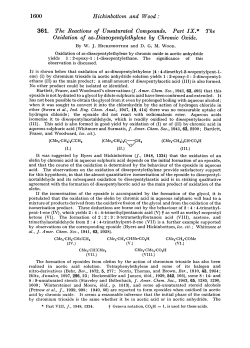361. The reactions of unsaturated compounds. Part IX. The oxidation of as-dineopentylethylene by chromic oxide
