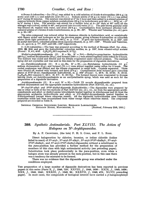 388. Synthetic antimalarials. Part XLVIII. The action of halogens on N1-aryldiguanides